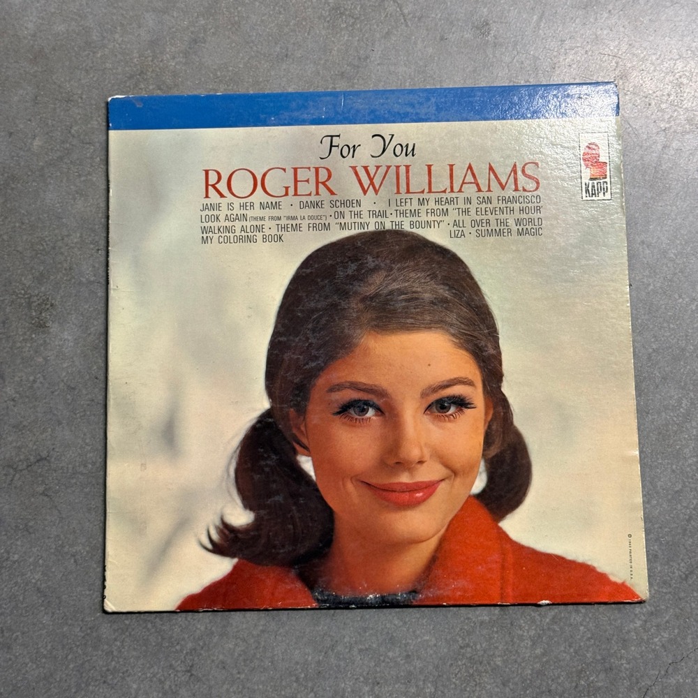 Roger Williams For You Vinyl LP Kapp Records KS-3336 Stereo Piano Pop 1963